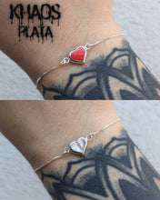 Cargar imagen en el visor de la galería, Pulsera corazón zirconia cubica doble 19 cm