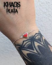 Cargar imagen en el visor de la galería, Pulsera corazón zirconia cubica doble 19 cm