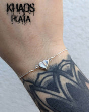 Cargar imagen en el visor de la galería, Pulsera corazón zirconia cubica doble 19 cm