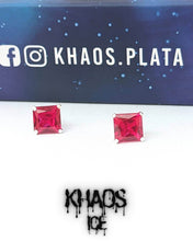 Cargar imagen en el visor de la galería, Aros cuadrados grande rubí par