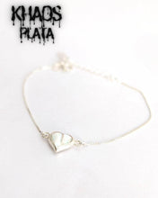 Cargar imagen en el visor de la galería, Pulsera corazón zirconia cubica doble 19 cm