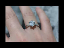 Cargar y reproducir el video en el visor de la galería, Anillo lujo moissanita ajustable
