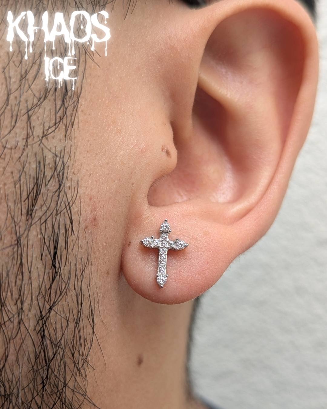 Aros cruz zirconia cubica par
