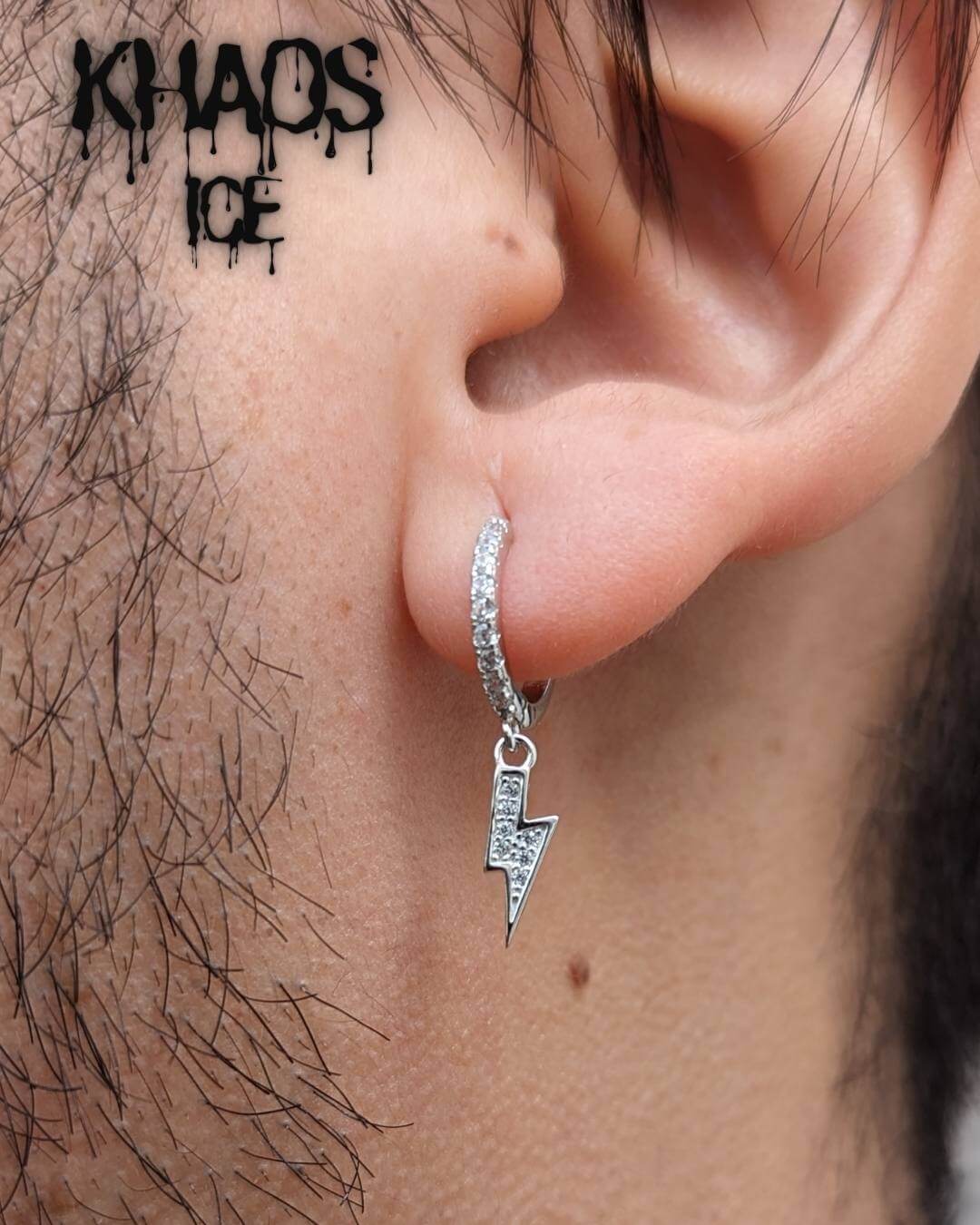 Aros argolla rayo zirconia cúbica par