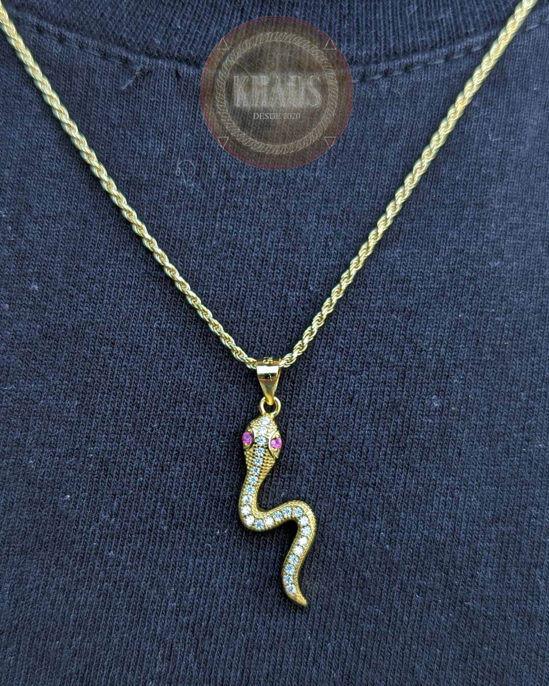 Serpiente Zirconia Cubica Acabado en Oro 18 K