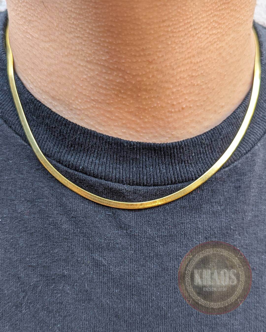 Cadena cinta 3 mm/45 cms acabado en oro 18k