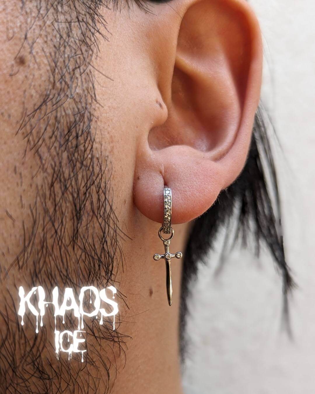 Aros argolla espada zirconia cubica par