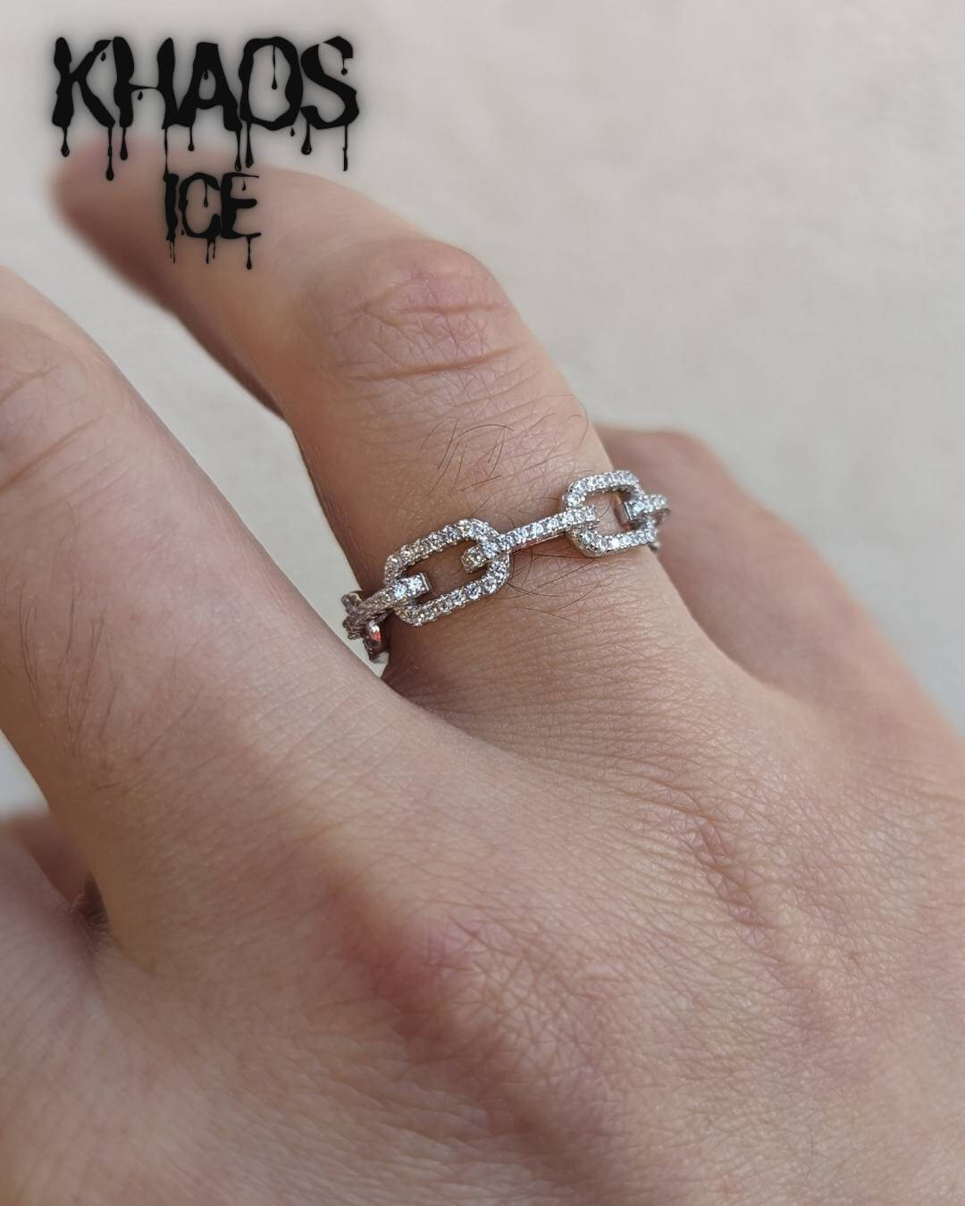 Anillo cadena diamantada