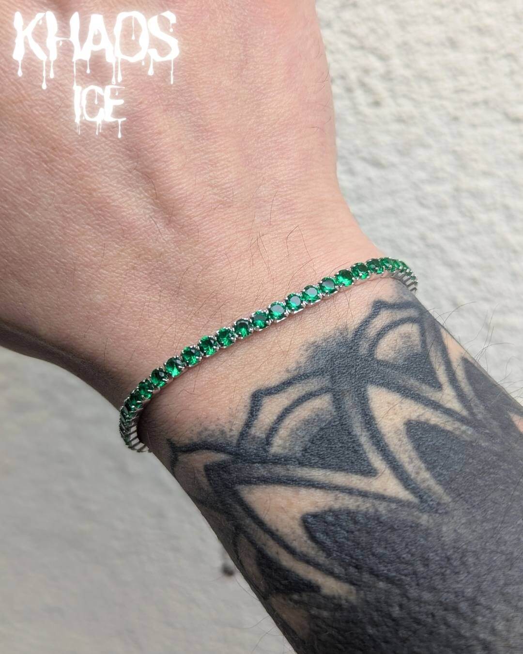 Pulsera tennis zirconia cubica verde 3 mm