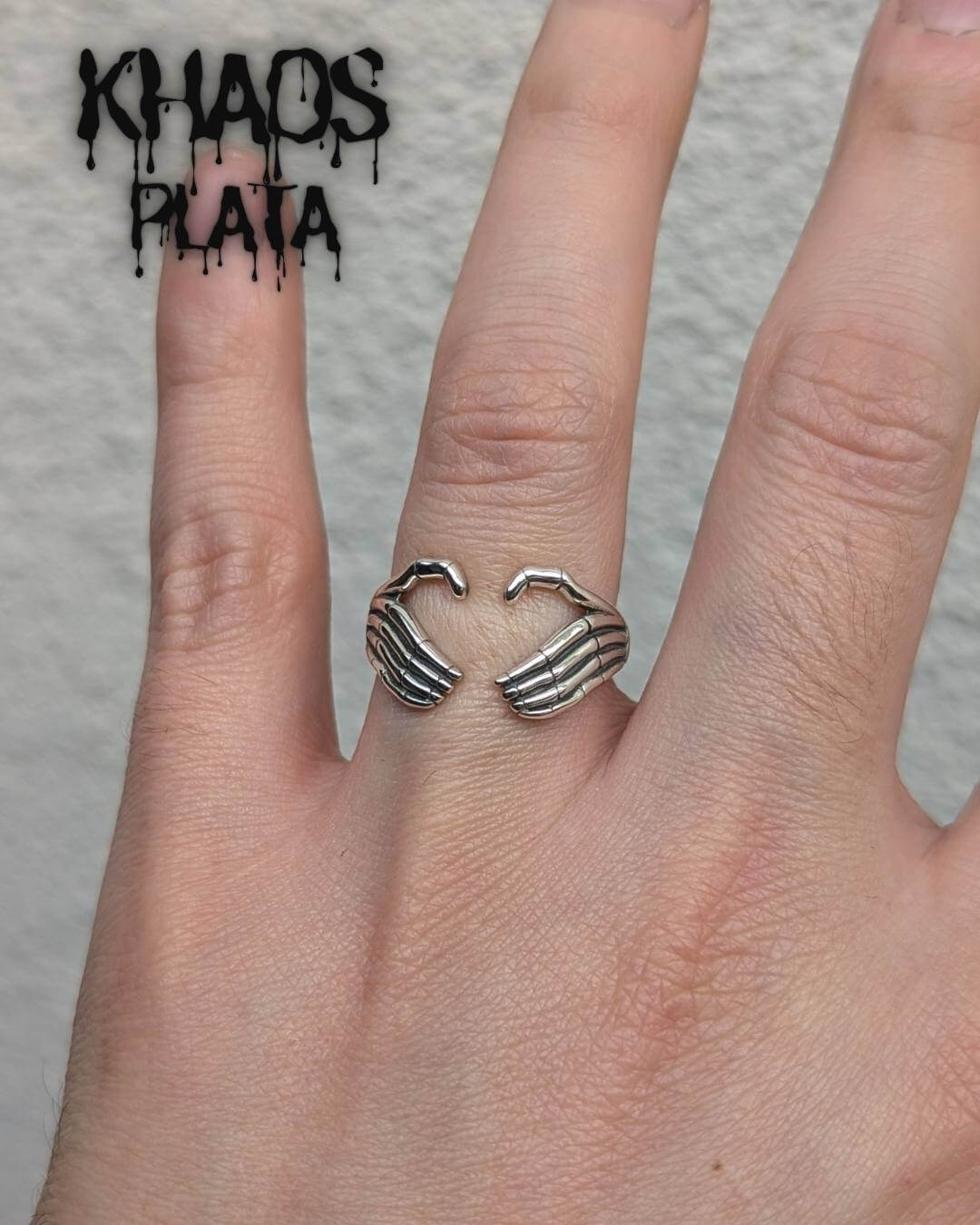 Anillo corazón calavera ajustable