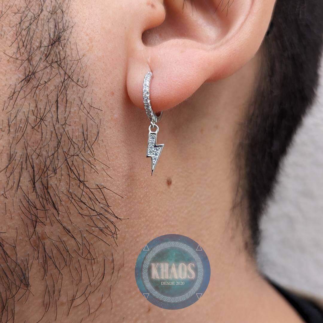 Aros argolla rayo zirconia cúbica par