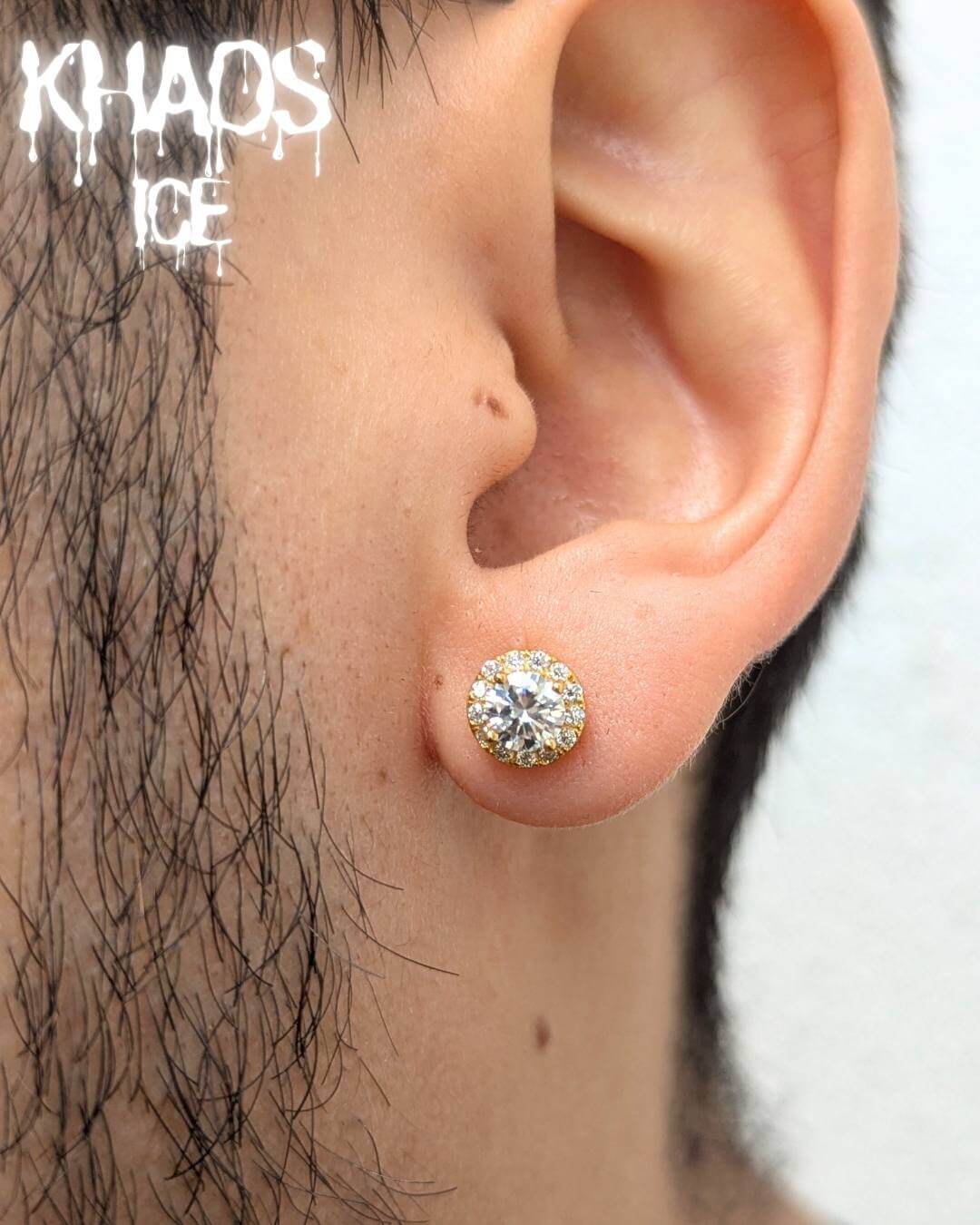 Aros redondos moissanita 5 mm acabado en oro 18k par