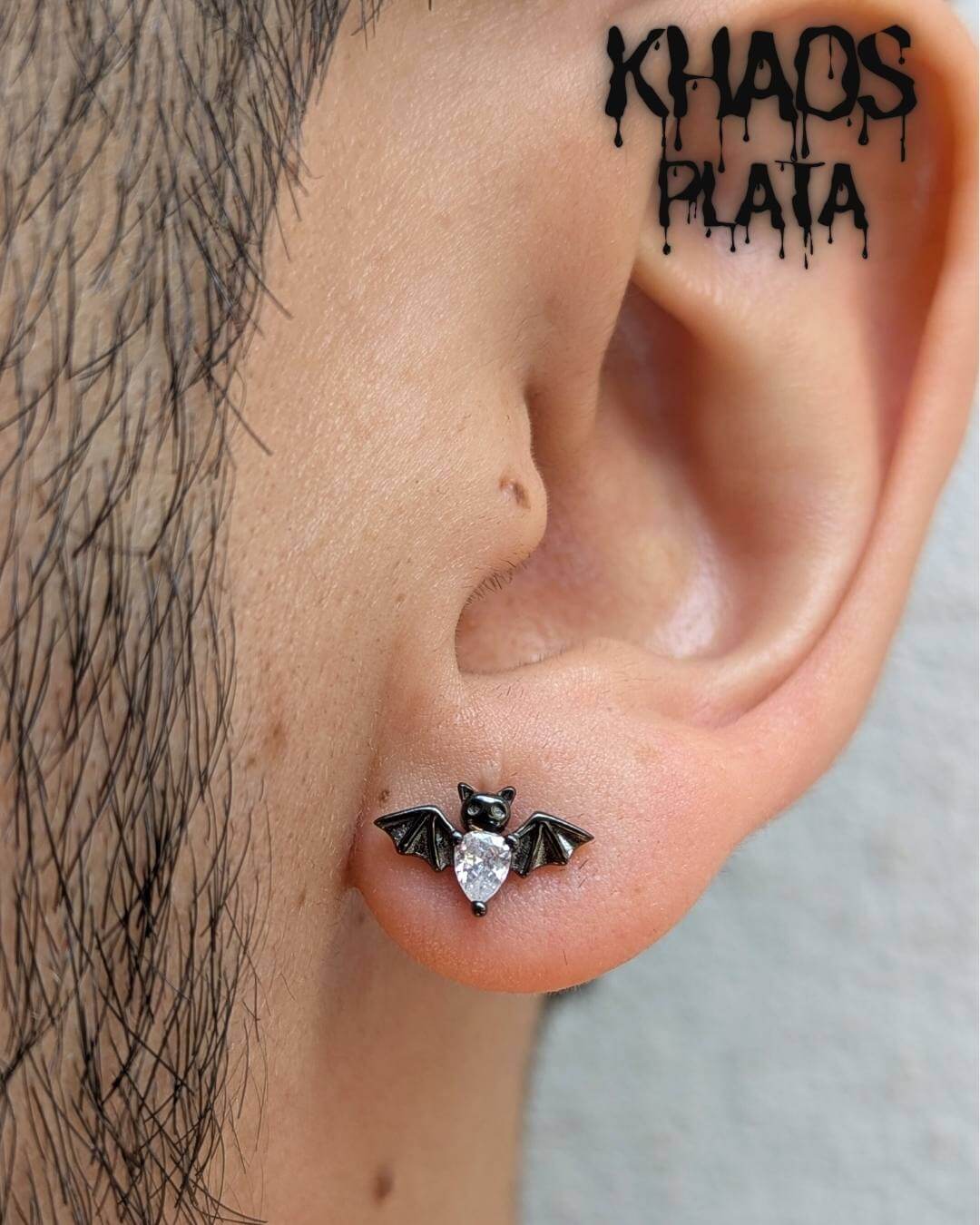 Aros murciélago zirconia cubica par