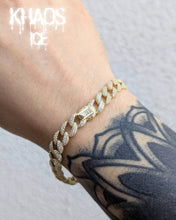 Cargar imagen en el visor de la galería, Brazalete moissanita cubana acabado en oro 18k
