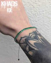 Cargar imagen en el visor de la galería, Pulsera tennis zirconia cubica verde 3 mm
