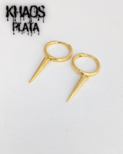 Cargar imagen en el visor de la galería, Aros argolla cono XL acabado en oro 18 k par
