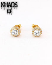 Cargar imagen en el visor de la galería, Aros redondos moissanita 5 mm acabado en oro 18k par
