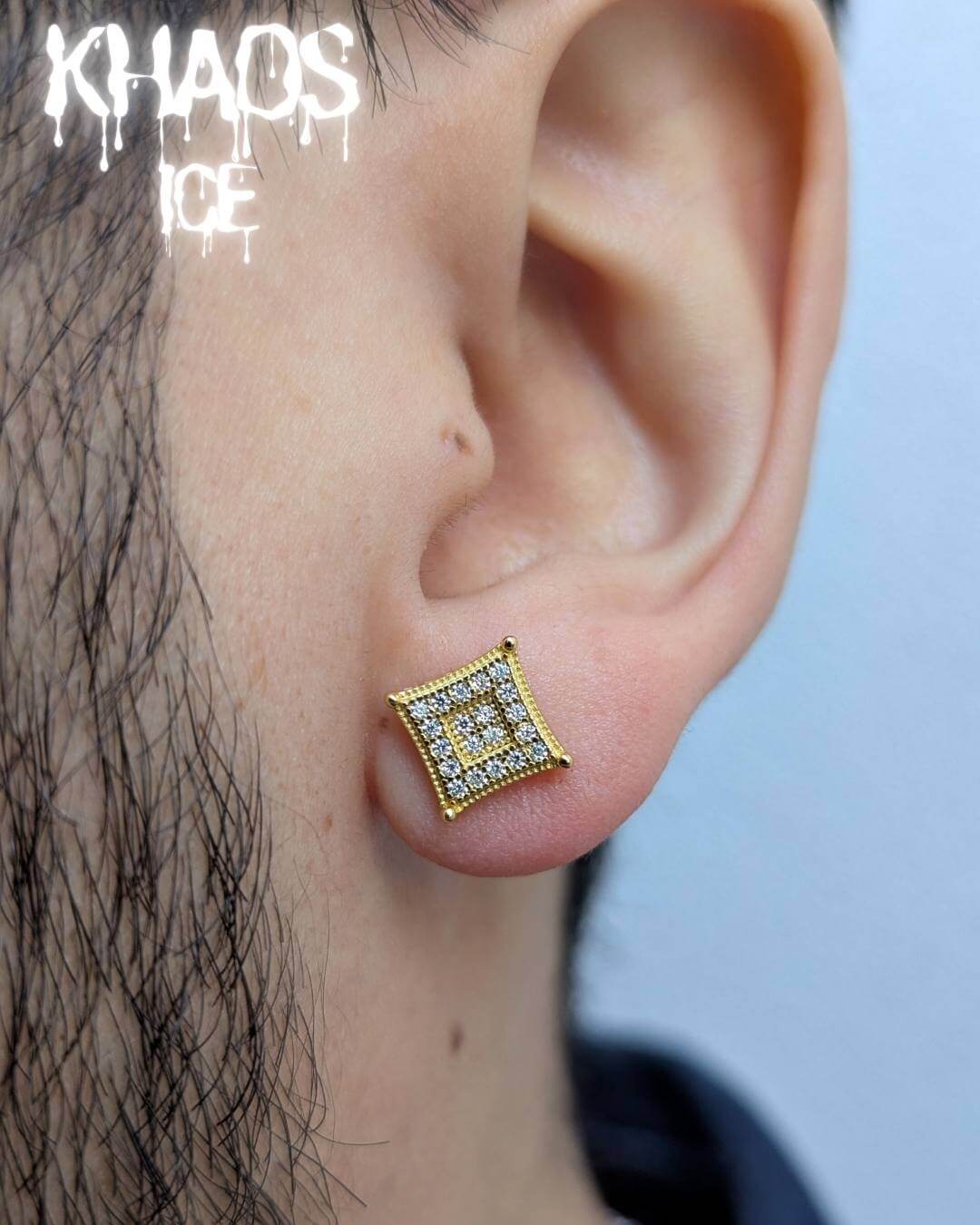 Aros moissanita cuadrados 12 mm par