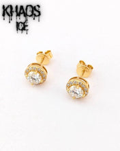 Cargar imagen en el visor de la galería, Aros redondos moissanita 5 mm acabado en oro 18k par
