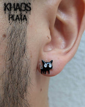 Cargar imagen en el visor de la galería, Aros gato blanco y negro par
