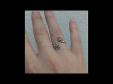 Cargar y reproducir el video en el visor de la galería, Anillo rosa corazón ajustable
