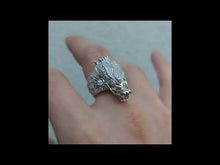 Cargar y reproducir el video en el visor de la galería, Anillo dragón zirconia cubica
