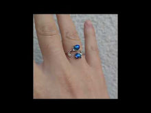 Cargar y reproducir el video en el visor de la galería, Anillo rosas azules ajustable
