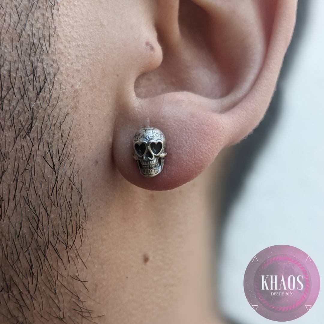 Aro calavera corazones par